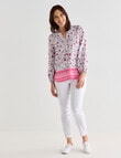 Ella J Border Print Long Sleeve Top, Pale Pink product photo View 03 S