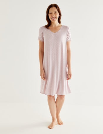Ruby & Bloom V-Neck Nightie, Pale Pink Spot, 10-20 product photo