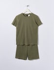 Sleep Squad Waffle Knit Short PJ Set, Khaki, 8-16 product photo