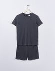 Sleep Squad Waffle Knit Short PJ Set, Slate, 8-16 product photo