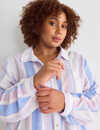 Studio Curve Stripe Essential Shirt, Chambray product photo