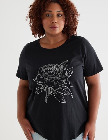 Studio Curve Organic Cotton Scoop Tee, Flower Print product photo