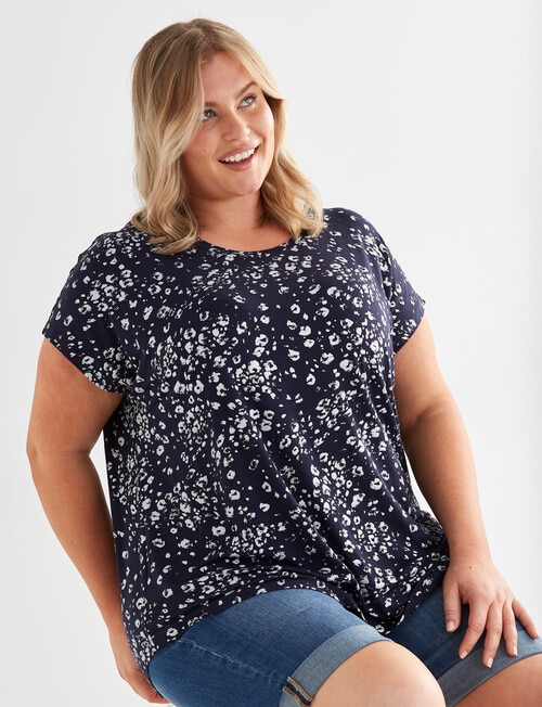 Studio Curve Boxy Tee with Foil Animal, Navy product photo