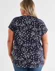 Studio Curve Boxy Tee with Foil Animal, Navy product photo View 02 S