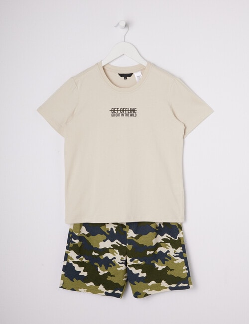 Sleep Squad Camo Offline Short PJ Set, Stone & Khaki, 8-16 product photo