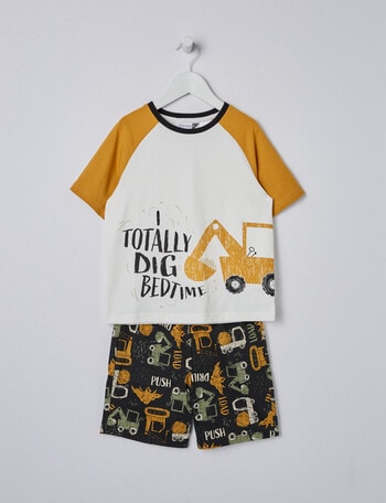 Sleep Mode Dig Sleep Digger Knit Short PJ Set, Mustard, 2-8 product photo