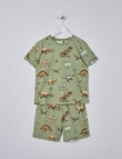 Sleep Mode Dinosaur All-Over Print Knit Short PJ Set, Green, 2-8 product photo