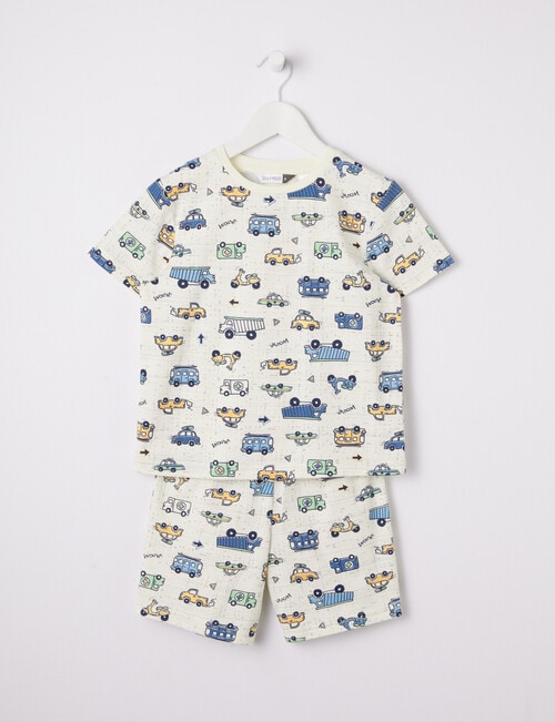 Sleep Mode Traffic Jam Knit Short PJ Set, Cream, 2-8 product photo