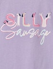 Sleep Mode Silly Sausage Knit Short PJ Set, Lilac, 2-8 product photo View 02 S