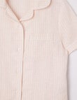 Sleep Mode Stripe Linen Viscose PJ Set, Dusty Pink & Vanilla, 2-8 product photo View 02 S