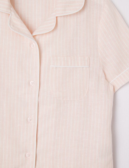 Sleep Mode Stripe Linen Viscose PJ Set, Dusty Pink & Vanilla, 2-8 product photo View 02 L