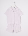 Sleep Mode Stripe Linen Viscose PJ Set, Lilac & Vanilla, 2-8 product photo