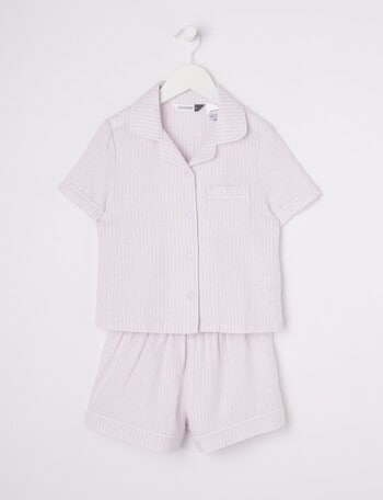 Sleep Mode Stripe Linen Viscose PJ Set, Lilac & Vanilla, 2-8 product photo