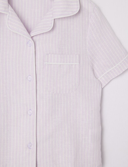 Sleep Mode Stripe Linen Viscose PJ Set, Lilac & Vanilla, 2-8 product photo View 02 L