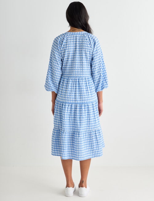 Zest Gingham Tiered Dress, Periwinkle product photo View 02 L