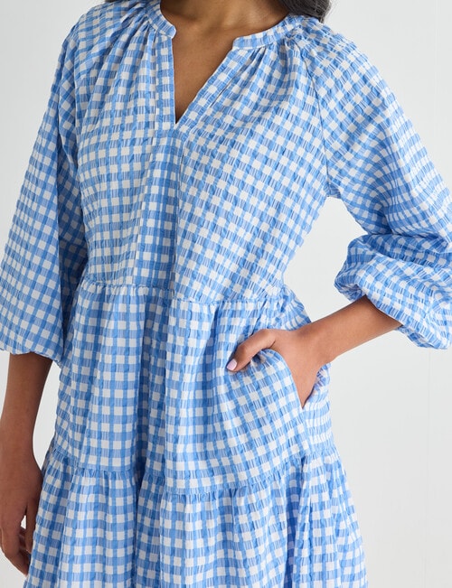 Zest Gingham Tiered Dress, Periwinkle product photo View 04 L