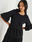 Zest Slub Knit Midi Tiered Dress, Black product photo