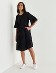 Zest Slub Knit Midi Tiered Dress, Black product photo View 03 S