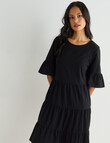 Zest Slub Knit Midi Tiered Dress, Black product photo View 04 S