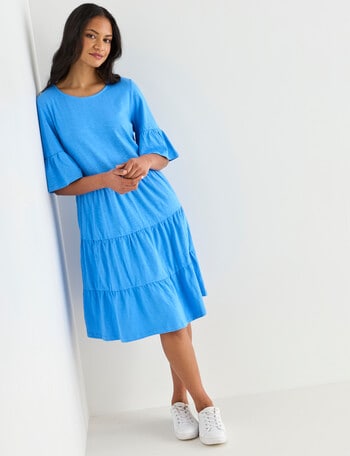 Zest Slub Knit Midi Tiered Dress, Periwinkle product photo