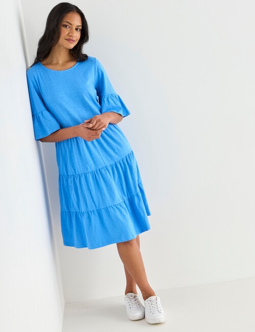 Zest Slub Knit Midi Tiered Dress, Periwinkle product photo