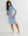 Denim Republic Button Through Denim Dress, Light Wash product photo