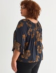 Studio Curve Floral Smock Top, Gold product photo View 02 S