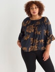 Studio Curve Floral Smock Top, Gold product photo View 05 S