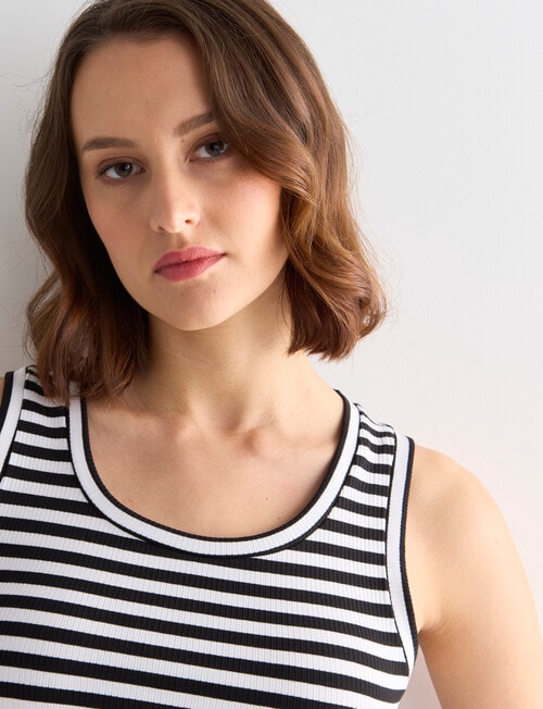 Bodycode Stripe Rib Tank Top, Black & White product photo View 04 L