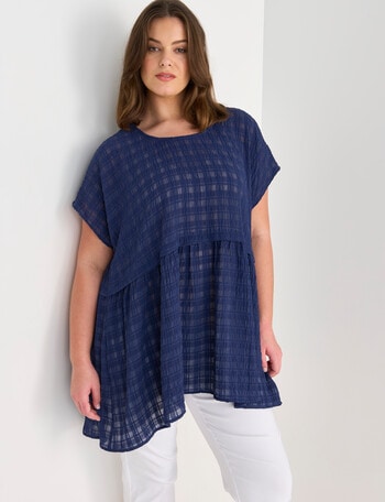 Studio Curve Textured Tunic Top, Navy product photo