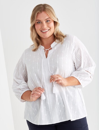 Studio Curve Dobby Spot Blouse, White product photo