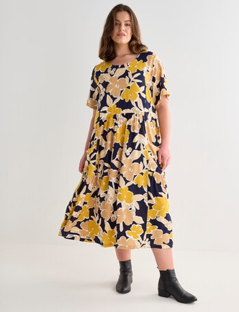 Studio Curve Floral Oversized Pocket Dress, Mustard product photo