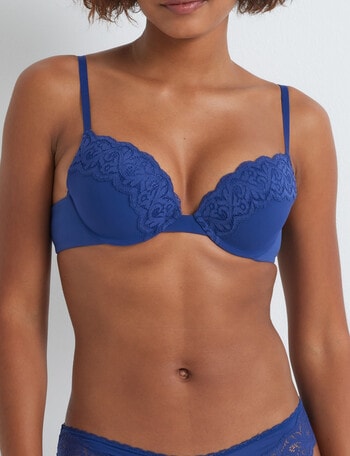 Perfects Be You Rib & Lace Push Up Bra, Twilight Blue, B-D product photo