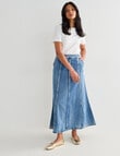 Denim Republic Panelled Maxi Denim Skirt, Mid Blue product photo View 03 S