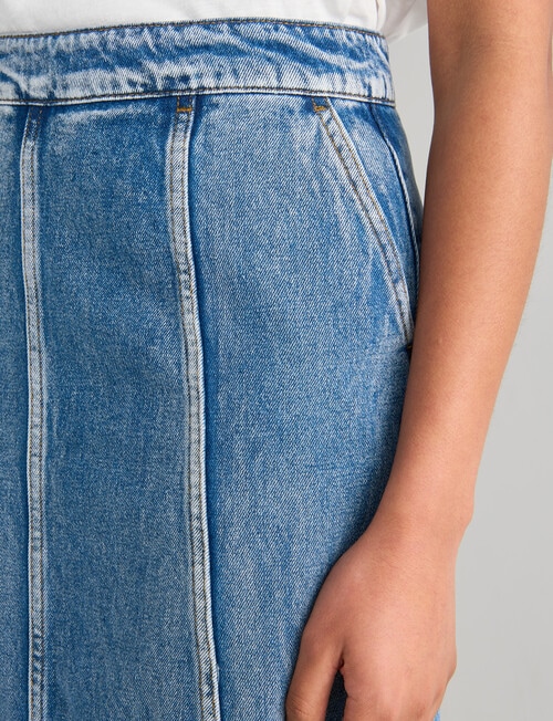 Denim Republic Panelled Maxi Denim Skirt, Mid Blue product photo View 04 L