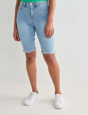 Denim Republic Denim Knee Length Short, Light Wash product photo