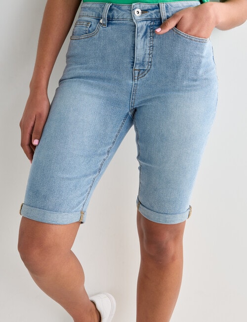 Denim Republic Denim Knee Length Short, Light Wash product photo View 04 L