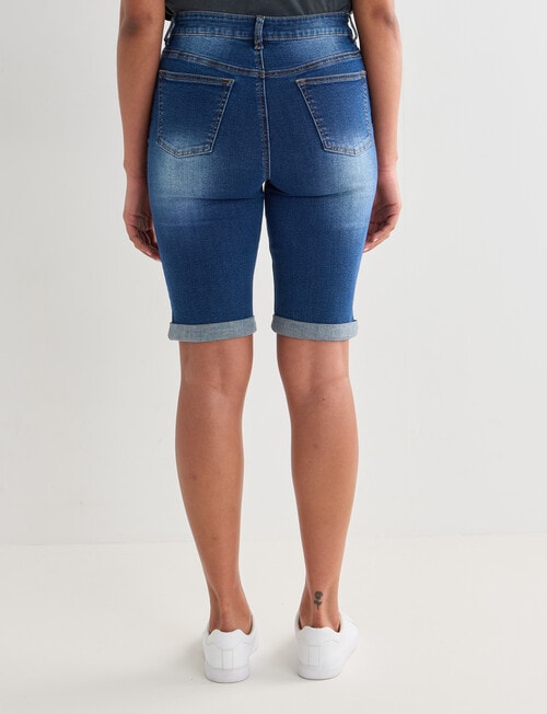 Denim Republic Denim Knee Length Short, Blue Wash product photo View 02 L