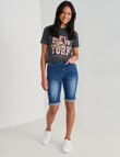 Denim Republic Denim Knee Length Short, Blue Wash product photo View 03 S