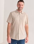 Chisel Linen Blend Short Sleeve Shirt, Taupe product photo