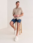 Chisel Linen Blend Short Sleeve Shirt, Taupe product photo View 03 S