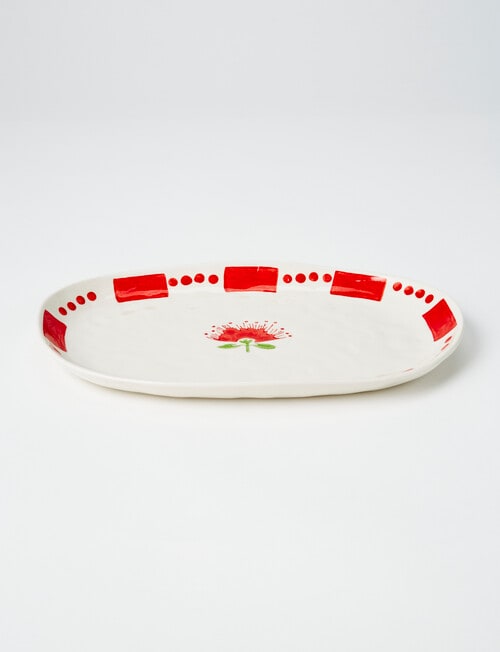 Bosa Coastal Pohutukawa Platter, 27cm, Cream & Red product photo