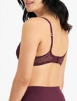 Berlei Because Lace Lightly Lined Bra, Sangria Wine, B-E product photo View 03 S