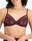 Berlei Because Lace Lightweight Bra, Sangria Wine, B-F product photo