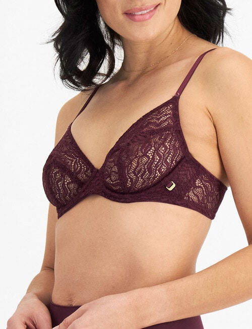 Berlei Because Lace Lightweight Bra, Sangria Wine, B-F product photo View 02 L