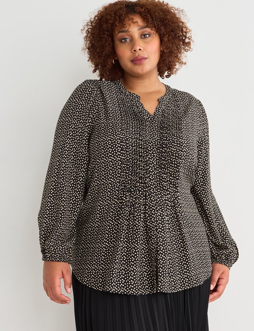 Studio Curve Smudge Spot Classic Blouse Shirt, Black product photo View 04 L