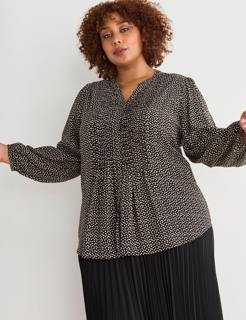 Studio Curve Smudge Spot Classic Blouse Shirt, Black product photo View 06 L