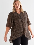 Studio Curve Animal Print Zip Front Tunic Top, Black product photo