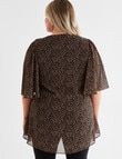 Studio Curve Animal Print Zip Front Tunic Top, Black product photo View 02 S