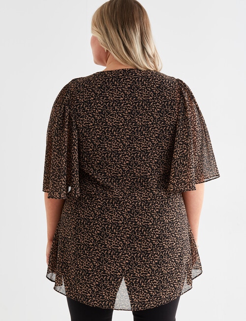 Studio Curve Animal Print Zip Front Tunic Top, Black product photo View 02 L